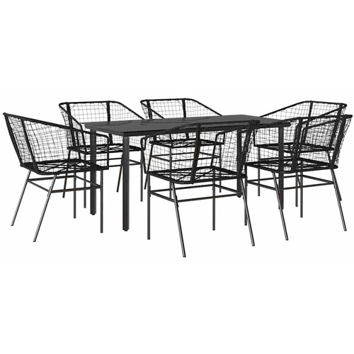 vidaXL Vrtni blagovaonski set od 7 dijelova crni poliratan staklo - Crna 160 x 80 x 74 cm 6 Cene