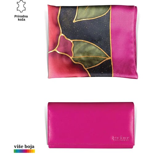 PRINC LEATHER Ženski poklon set e&scaron;arpa i novčanik, Roze Cene