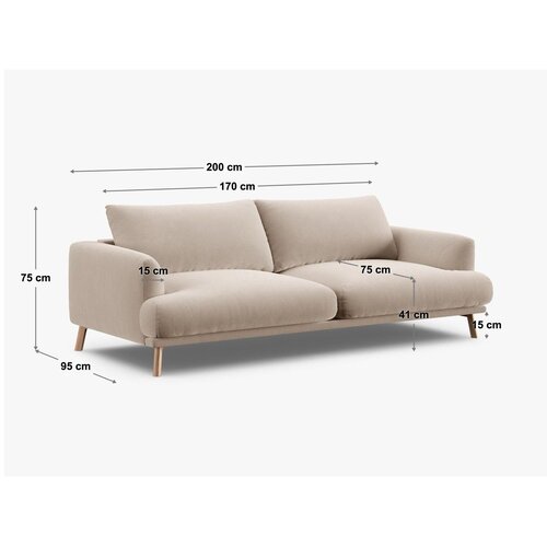 Micadoni Bež sofa 200 cm Naomi &amp;ndash; Slike