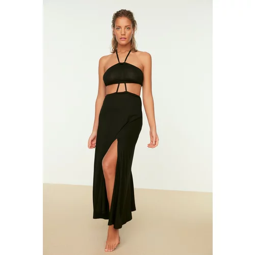 Trendyol Black Piping Tie Detailed Top and Bottom Set