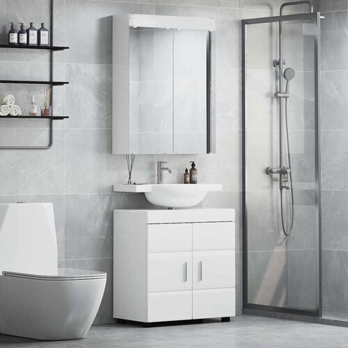  Set namje&scaron;taja za kupaonicu TULUM 2 pcs Visoki sjaj bijela Cijene