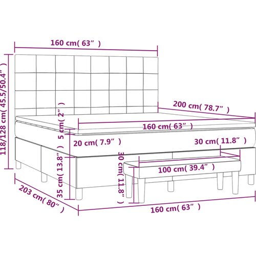 box spring s madracem svjetlosiva 160x200 cm tkanina Slike