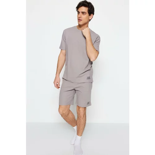 Trendyol Men's Gray Regular Fit Knitted Pajama Set