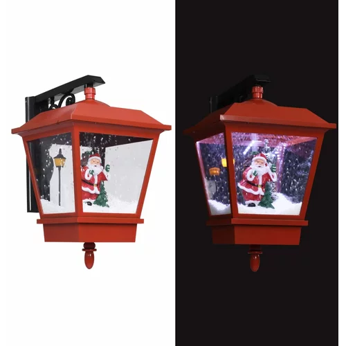 vidaXL božična stenska svetilka LED z Božičkom rdeča 40x27x45 cm