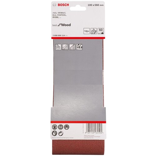 Bosch 3-delni set brusnih traka X440 100 x 560 mm granulacija 60 - pakovanje od 3 komada (2608606114) Slike
