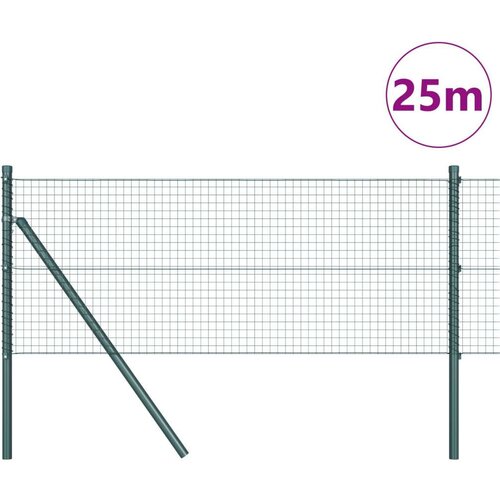 VidaXL varjena žična ograja z 13 stebri zelena 0.4x25 m jeklo Slike