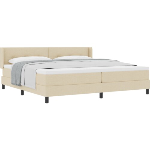  Krevet s opružnom podlogom s madracem krem 200x200 cm Tkanina Slike