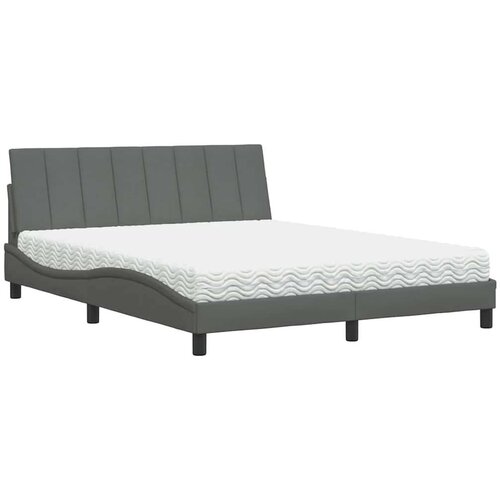 Krevet s madrac svjetlosivi 160x200cm tkanina Slike