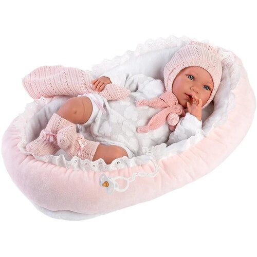 Llorens Llorens: Mimi 42cm velika jokajoča lutka punčke v pink obleki z zibelko Cene