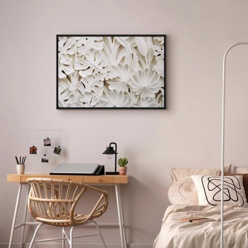  Slika - Ceramic Leaves (1 Part) Wide 120x80 U crnom drvenom okviru Slike