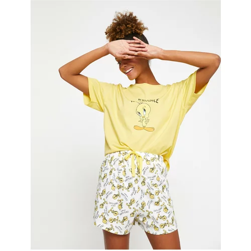 Koton Pajama Set - Yellow - With Slogan