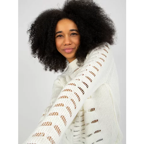 Fashion Hunters Openwork oversize Ecru sweater with round neckline