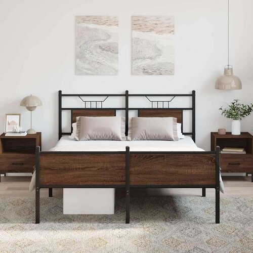 VidaXL okvir kreveta bez madraca smeđi hrast 150x200 cm izrađeno drvo Slike