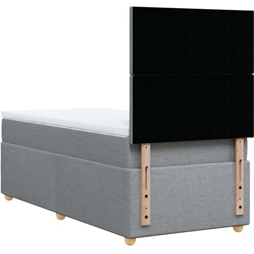 VidaXL Okvir kreveta s oprugama i madrac svjetlosivi 90x200cm tkanina Slike