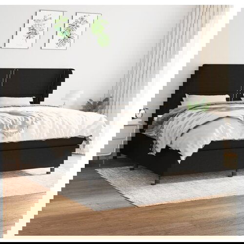 VidaXL Krevet s oprugama i madracem crni 180x200 cm od tkanine Slike