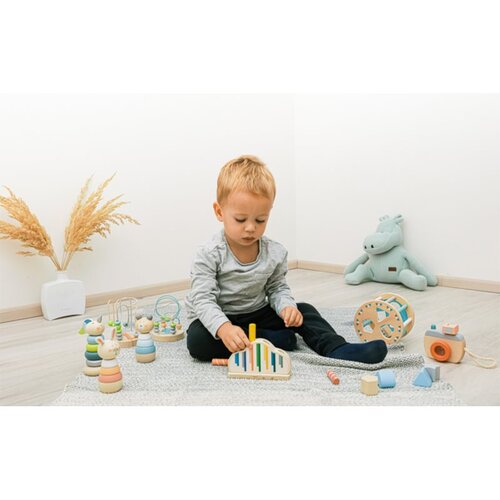 Zopa Wooden Rings Toy animal natikanka z motivom živali iz lesa Bear 1 kos Slike