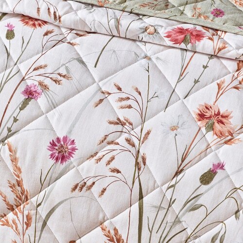 Catherine Lansfield Zeleni/bež pamučan pro&amp;scaron;iven prekrivač 200x220 cm Grasmere Floral &amp;ndash; Slike