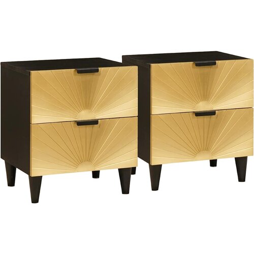  Noćni ormar 2 pcs Crna i zlatna 40 x 33 x 46 cm Cene