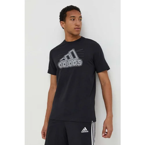 Adidas Bombažna kratka majica moški, črna barva