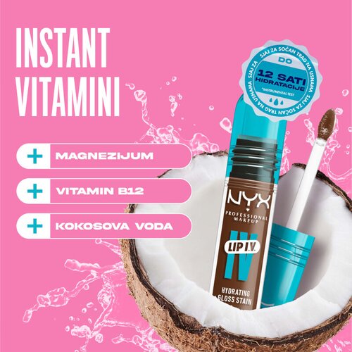 NYX Professional Makeup Lip I.V. Hydrating Gloss Stain glos za ustnice 5 ml odtenek 04 Cocoa Quench! Slike