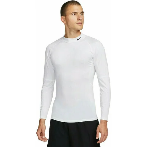 Nike Dri-Fit Fitness Mock-Neck Long-Sleeve Mens Top White/Black M Fitnes majica