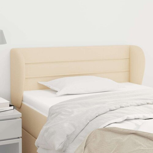  Vzglavje z u&amp;scaron;esi krem 93x23x78/88 cm blago, (20793984) Slike