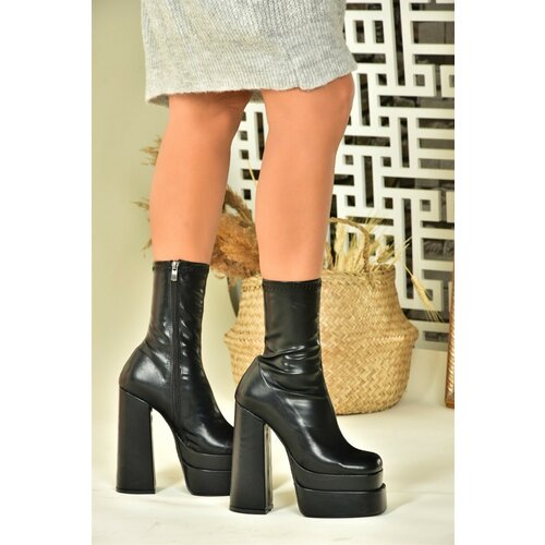 Fox Shoes Women's Black Platform Thick Heeled Boots Cene