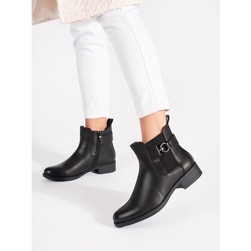 Shelvt Classic black Chelsea boots with a flat heel Cene