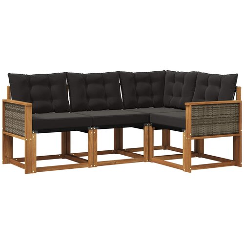 vidaXL Zunanja garnitura za sedenje z blazino 4 pcs Naravna in črna, (5000273234) Cene