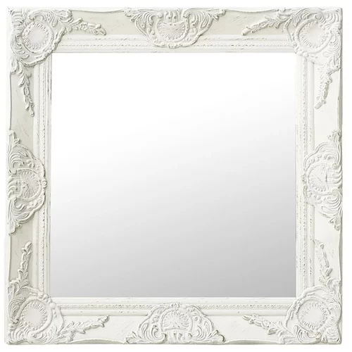  stensko ogledalo v baročnem stilu 50x50 cm belo