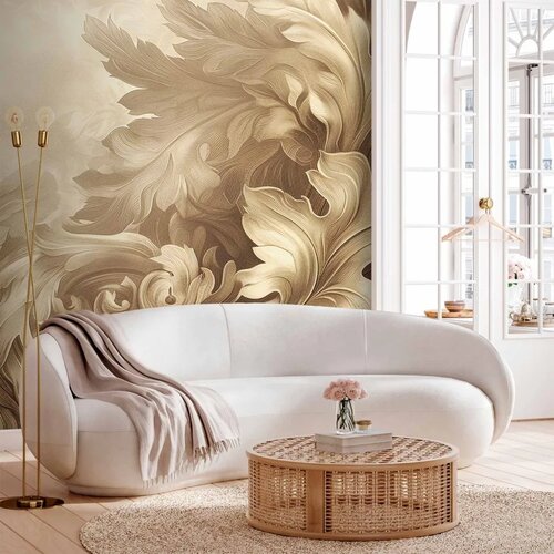  Foto tapeta - Carved Baroque Ornaments: Rich Composition in Sepia Colors 245x175 Samoljepljiva Cene