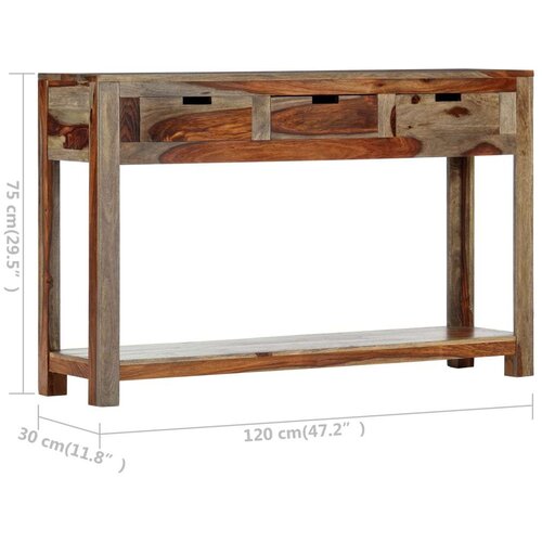 vidaXL Konzolna mizica s 3 predali 120x30x75 cm trden palisander Cene