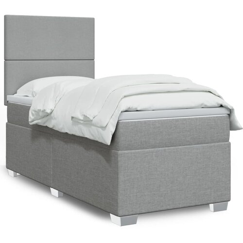 VidaXL Okvir kreveta s oprugama i madrac svjetlosivi 80x200cm tkanina Slike