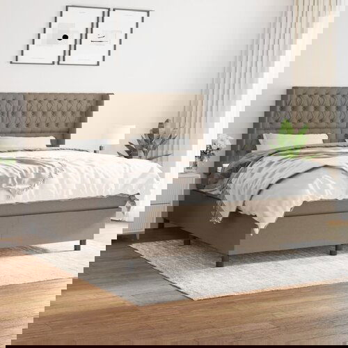 The Living Store Box spring postelja z vzmetnico taupe 180x200 cm blago - Box Spring Postelja, (21514240) Cene