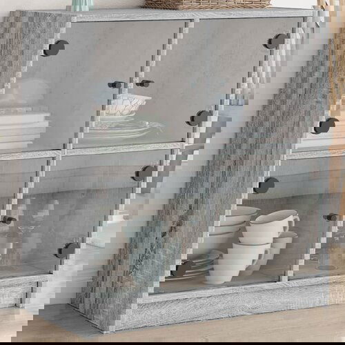 VidaXL Bočni ormarić sa staklenim vratima boja hrasta 68x37x75 5 cm Slike
