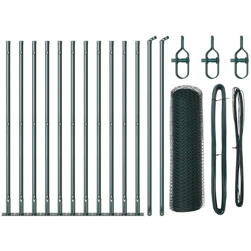 vidaXL Ogrodje s stebri Zelena 0.5 x 25 m Jeklo s PVC premazom, (5000095515) Cene