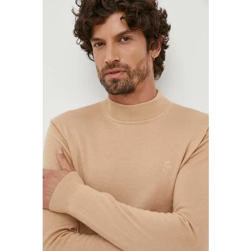 Karl Lagerfeld Volnen pulover moški, bež barva