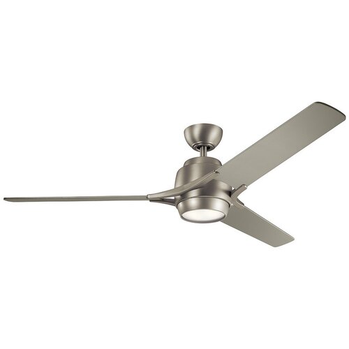 Elstead Lighting Elstead Kichler Zeus Stropni ventilator s 3 lopaticami, 152 cm, LED lučka, brušen nikelj, daljinski upravljalnik, (22100411) Cene