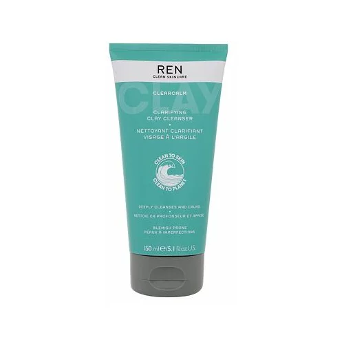 REN Clean Skincare Clearcalm 3 Clarifying Clay Cleanser čistilni gel za mastno kožo z aknami 150 ml za ženske