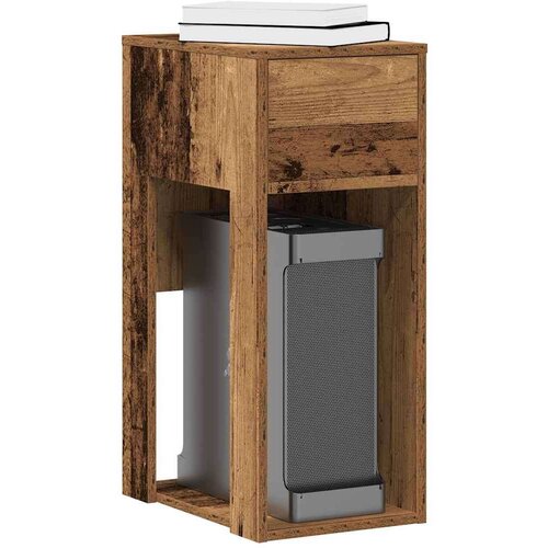  Tower stalak za računalo s ladicom boja staro drvo 30x44x74 cm Slike