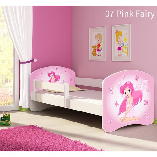  Dječji krevet ACMA s motivom, bočna bijela 160x80 cm 07 Pink Fairy Cijene