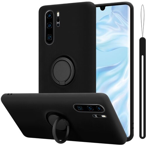 Cadorabo Ohi&scaron;je, združljiv s Huawei v tekoči črni barvi - za&scaron;čitni pokrov iz fleksibilnega silikona TPU z obročem, (20589765) Cene