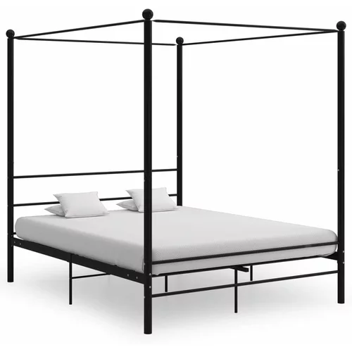  Okvir za krevet s nadstrešnicom crni metalni 160 x 200 cm