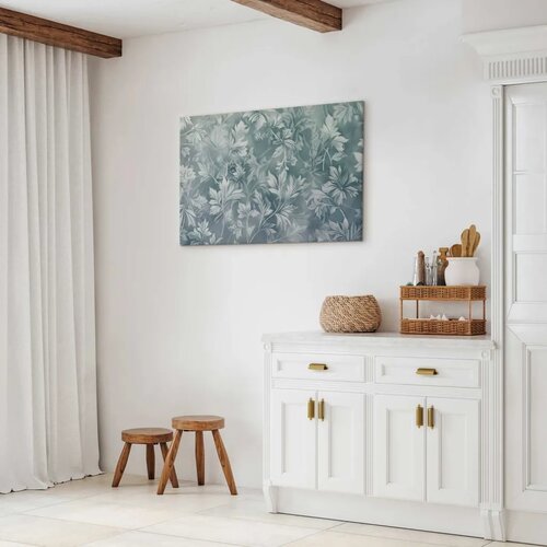  Slika - Ornaments in Worn Muted Turquoises: Delicate Plant Pattern 90x60 Na talijanskom platnu Slike