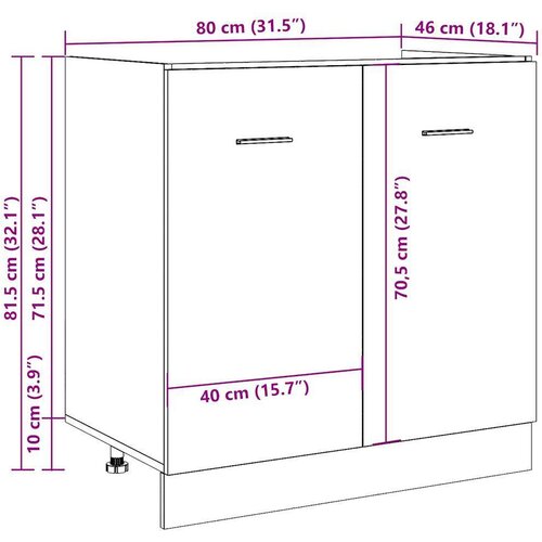 vidaXL Spodnja omarica za umivalnik star les 80x46x81,5 cm inž. les Cene