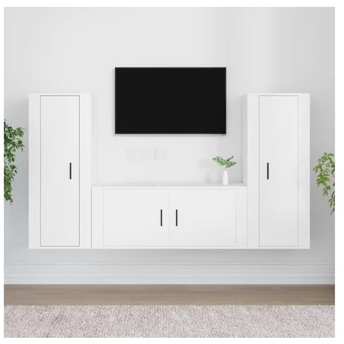  Komplet TV omaric 3-delni bel inženirski les