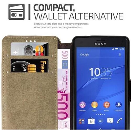 Cadorabo Ohi&scaron;je, združljivo z Sony Xperia Z3 COMPACT v mat pe&scaron;čeno rjava - Za&scaron;čitni ovitek s funkcijo stojala in režo za kartice v retro dizajnu, (20561156) Cene