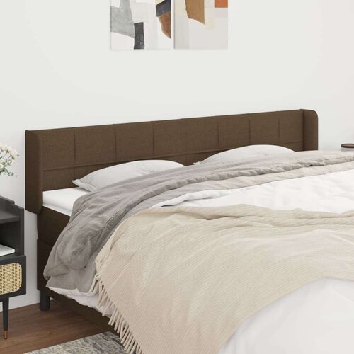  Vzglavje z u&amp;scaron;esi temno rjavo 163x16x78/88 cm blago, (20933546) Slike