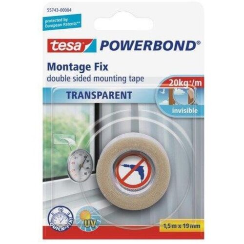 Montažni DVOSTR. LEPILNI TRAK MONTAŽNI TRANSPARENTNI PROZOREN 1.5M X 19 MM Slike