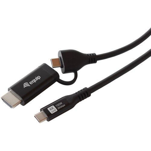 Equip 2 in 1 USB-C to C + HDMI Cable, 3.0m, PD100W, 4K /60Hz, 20Gbps Slike